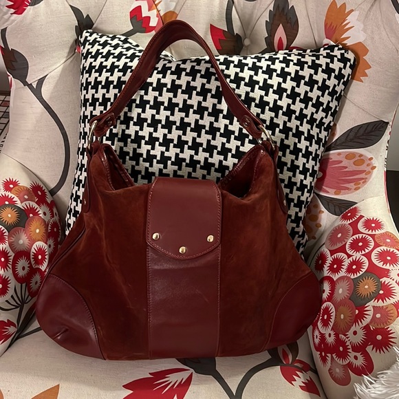 LUCA LUCA Leather Trimmed Suede Hobo Hand Bag - Picture 15 of 16